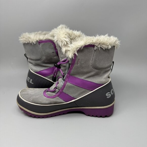 Sorel Womens Tivoli II Gray Leather Round Toe Lace Up Ankle Snow Boots Size 7 - Picture 7 of 8